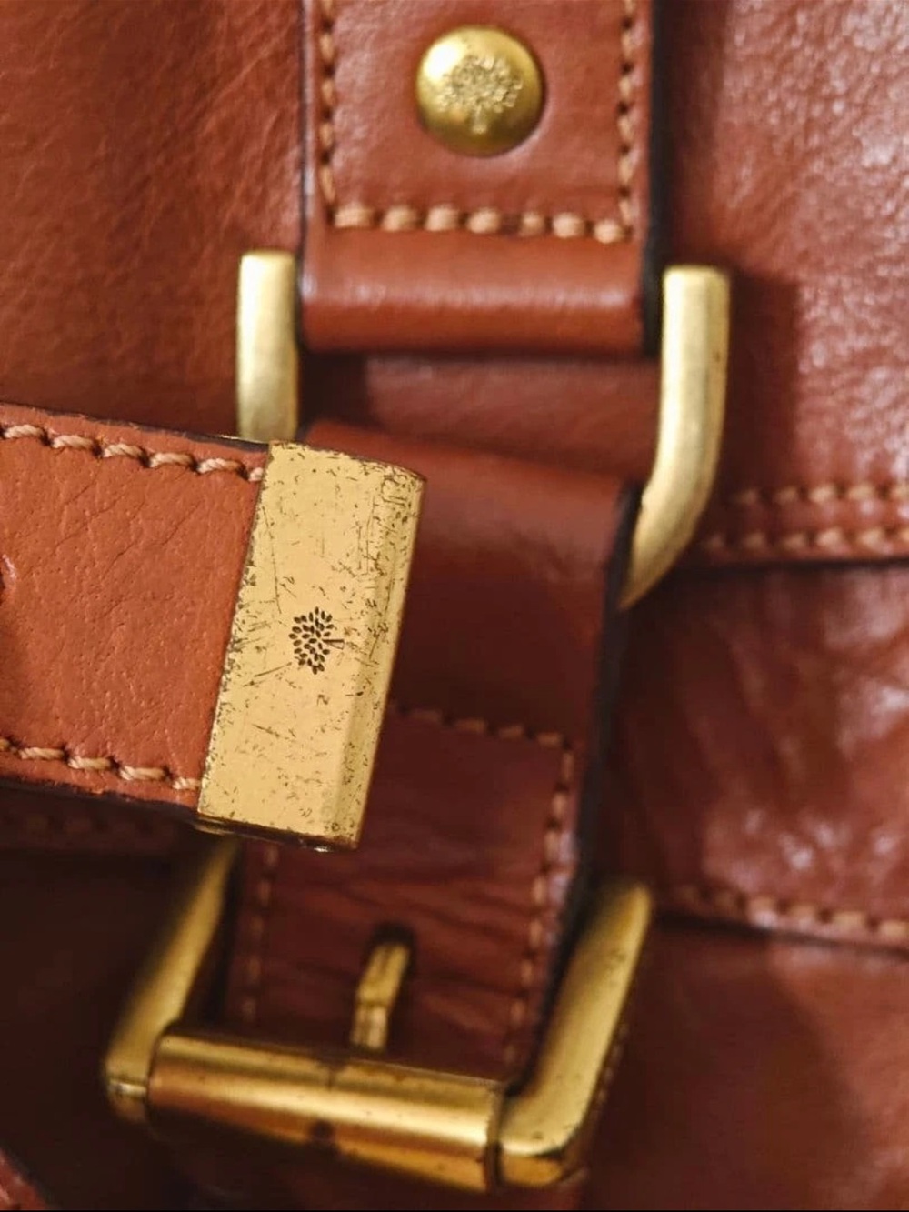 Mulberry Tan Leather Satchel with Brass Hardware - Picture 5 of 16